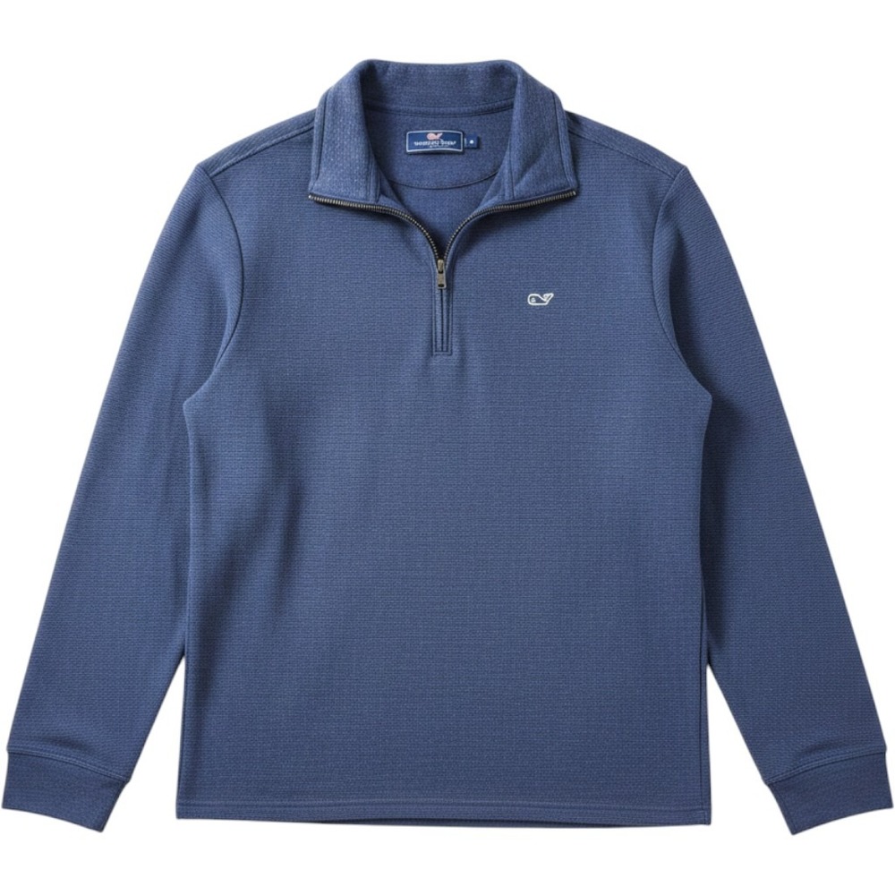 Vineyard Vines Mens Blue Textured Quarter Zip Pullover Sweater Size M